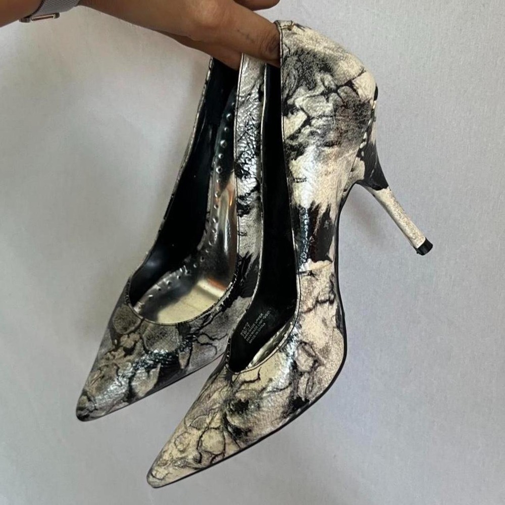 BCBG Metallic Snakeskin Pointed Toe Pumps